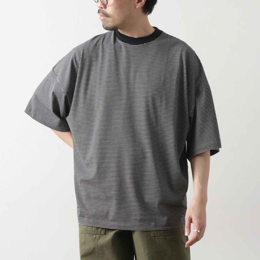 HANDVAERK（ハンドバーク） ショートスリーブ テーパード ビッグTシャツ ボーダー / メンズ 半袖 コットン 綿 ワイド | handvaerk | 02