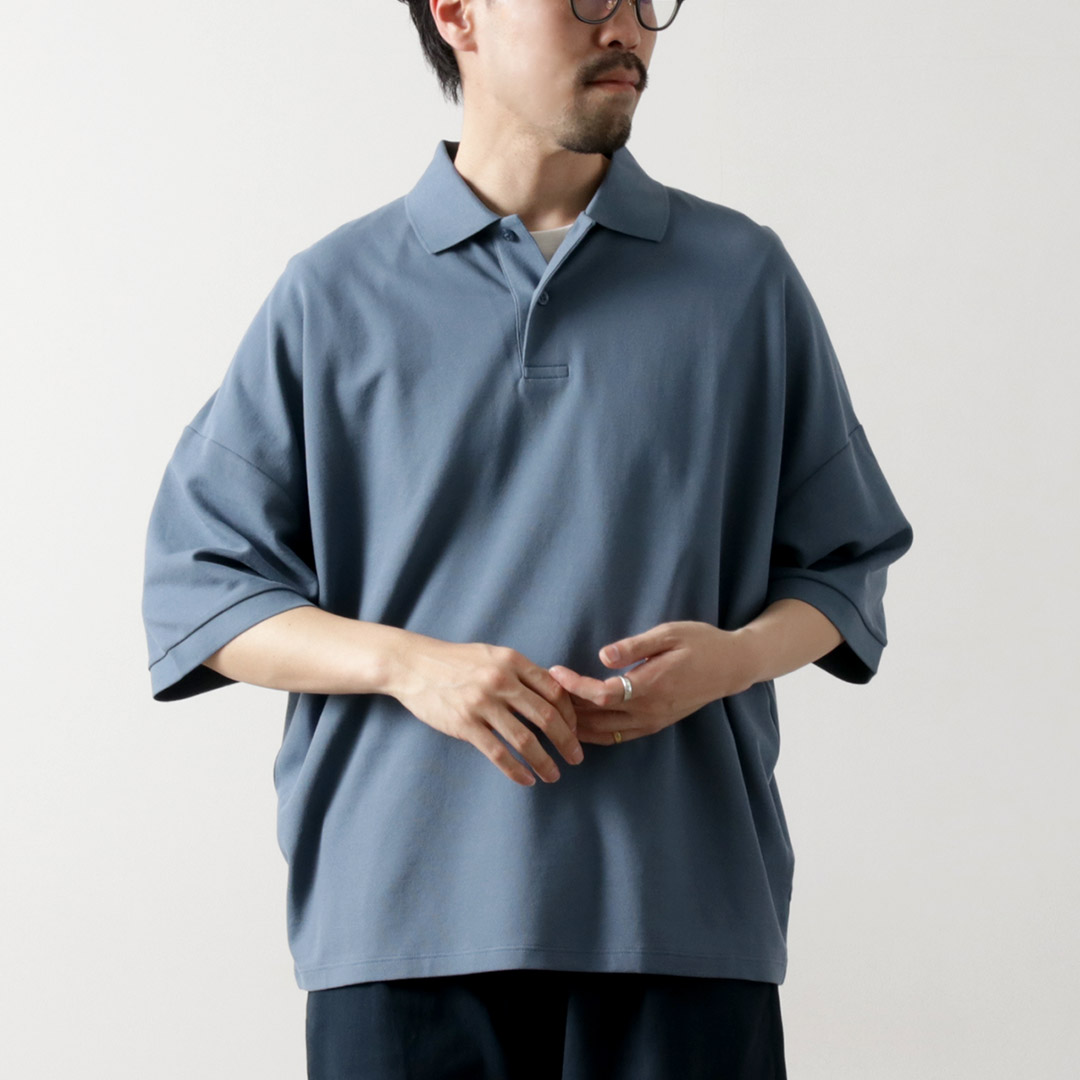 HANDVAERK（ハンドバーク） 鹿の子 ショートスリーブ テーパード ビッグポロシャツ / メンズ 半袖 ピマ ピケコットン 綿 無地 ワイド | handvaerk | 02