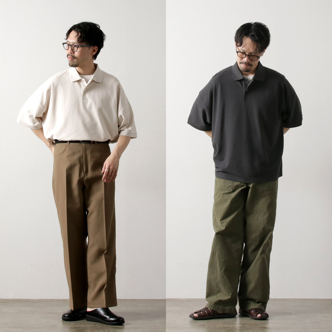 HANDVAERK ピマ鹿の子　ポロシャツ　半袖　L　ペルー製 HANDVAERK（ハンドバーク） 鹿の子 ショートスリーブポロシャツ