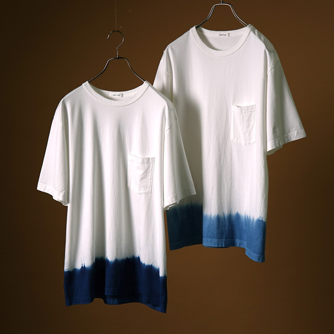 SEUVAS（ソウバス） インディゴ Tシャツ / メンズ 半袖 ポケット 水藍