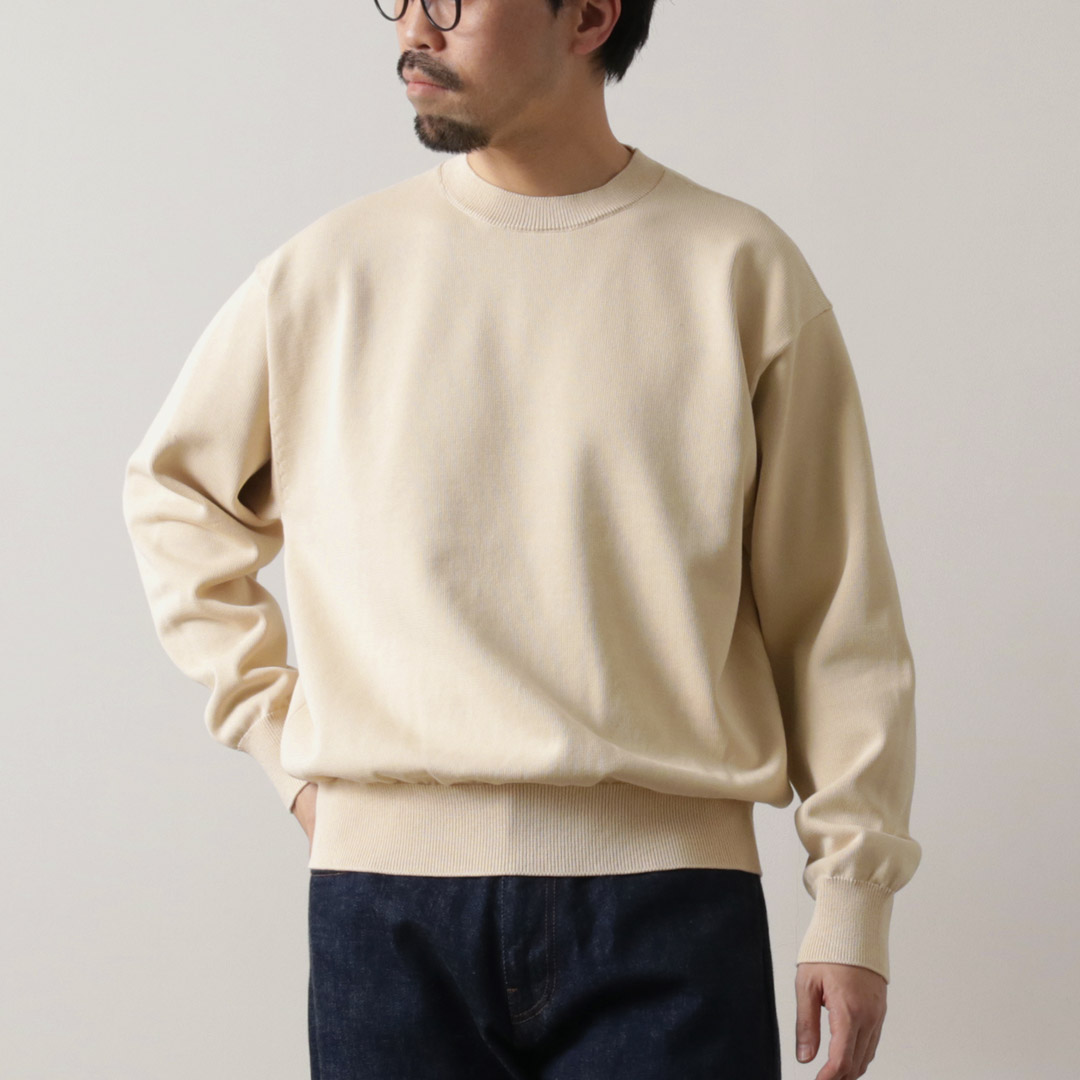 YONETOMI NEW BASIC（ヨネトミニューベーシック） リジッド シーアイランドコットン ニット プルオーバー 日本製 / メンズ | Yonetomi NEW BASIC | 01