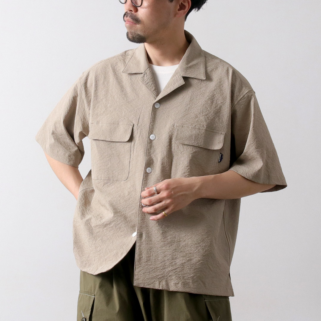 THOUSAND MILE（サウザンドマイル） ショートスリーブシャツ シアサッカー / メンズ トップス オープンカラー 開襟 半袖 無地 | THOUSAND MILE | 01