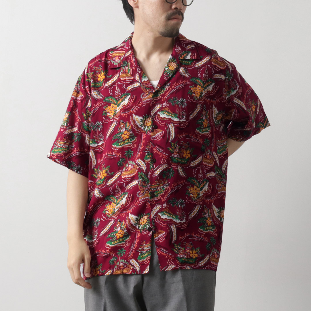 TWO PALMS 無地 レーヨンシャツ アロハシャツ ハワイ製 半袖開襟シャツ TWO PALMS 無地 レーヨンシャツ アロハシャツ ハワイ製 半袖開襟