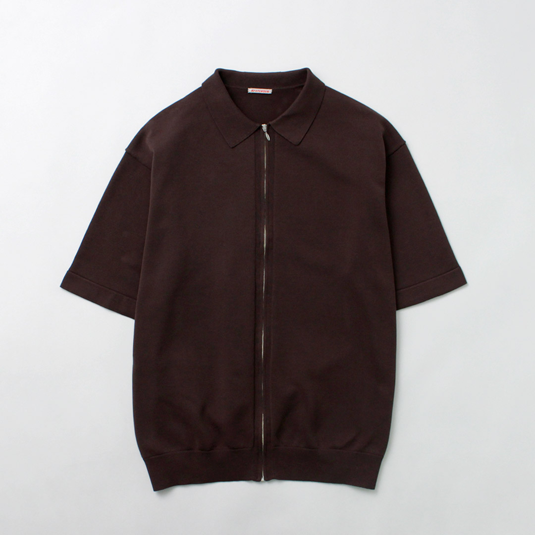 ライテンダー　ヘスターシャツ【黒】【サイズ２】半袖ニット RYE TENDER（ライテンダー） へスターシャツ / 半袖 ニット フルジップ