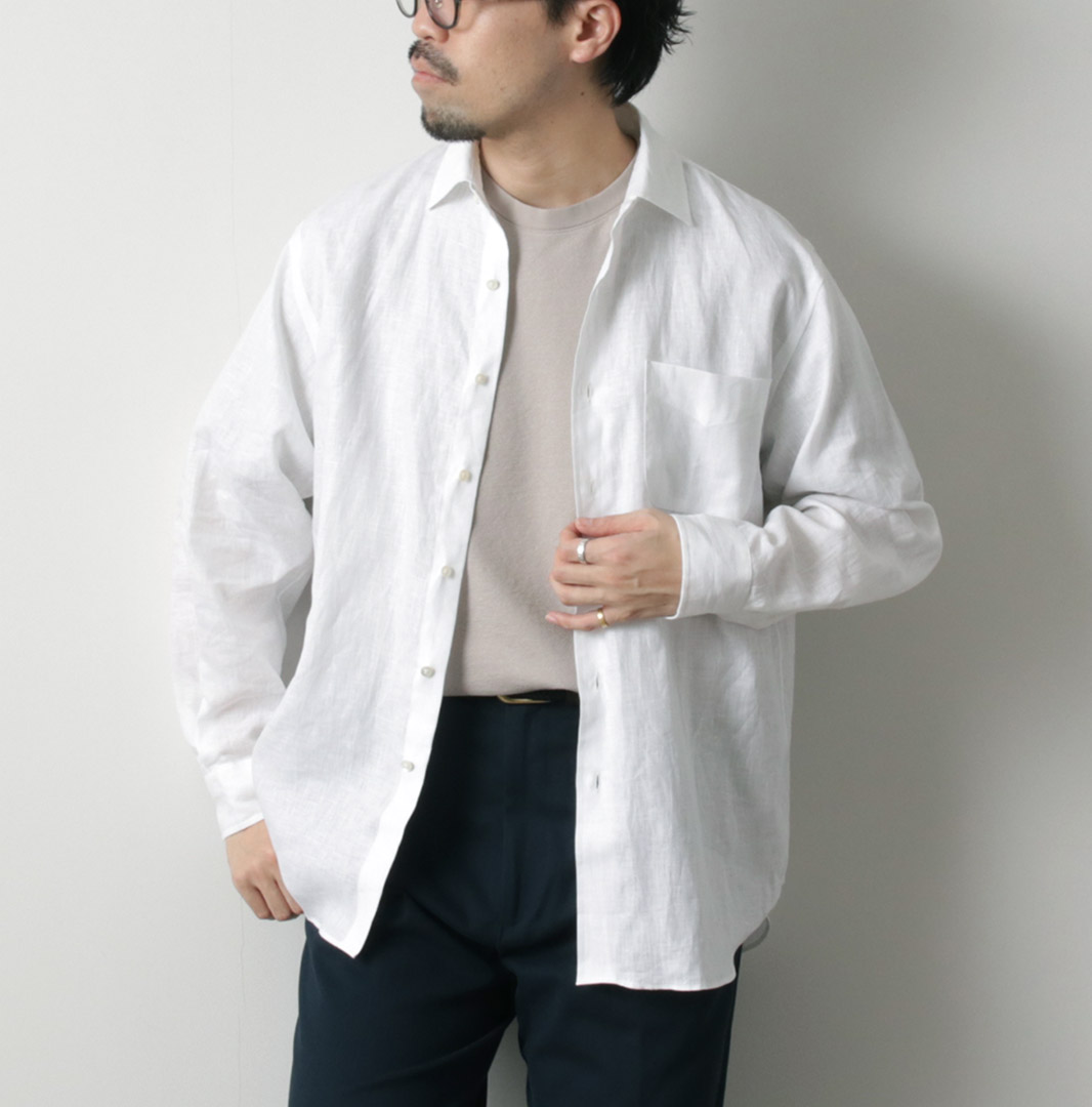 D.C.WHITE（ディーシーホワイト）ニューポート リネンシャツ / トップス メンズ 無地 麻 リネン 日本製 New Port （Linen） | D.C.WHITE | 01