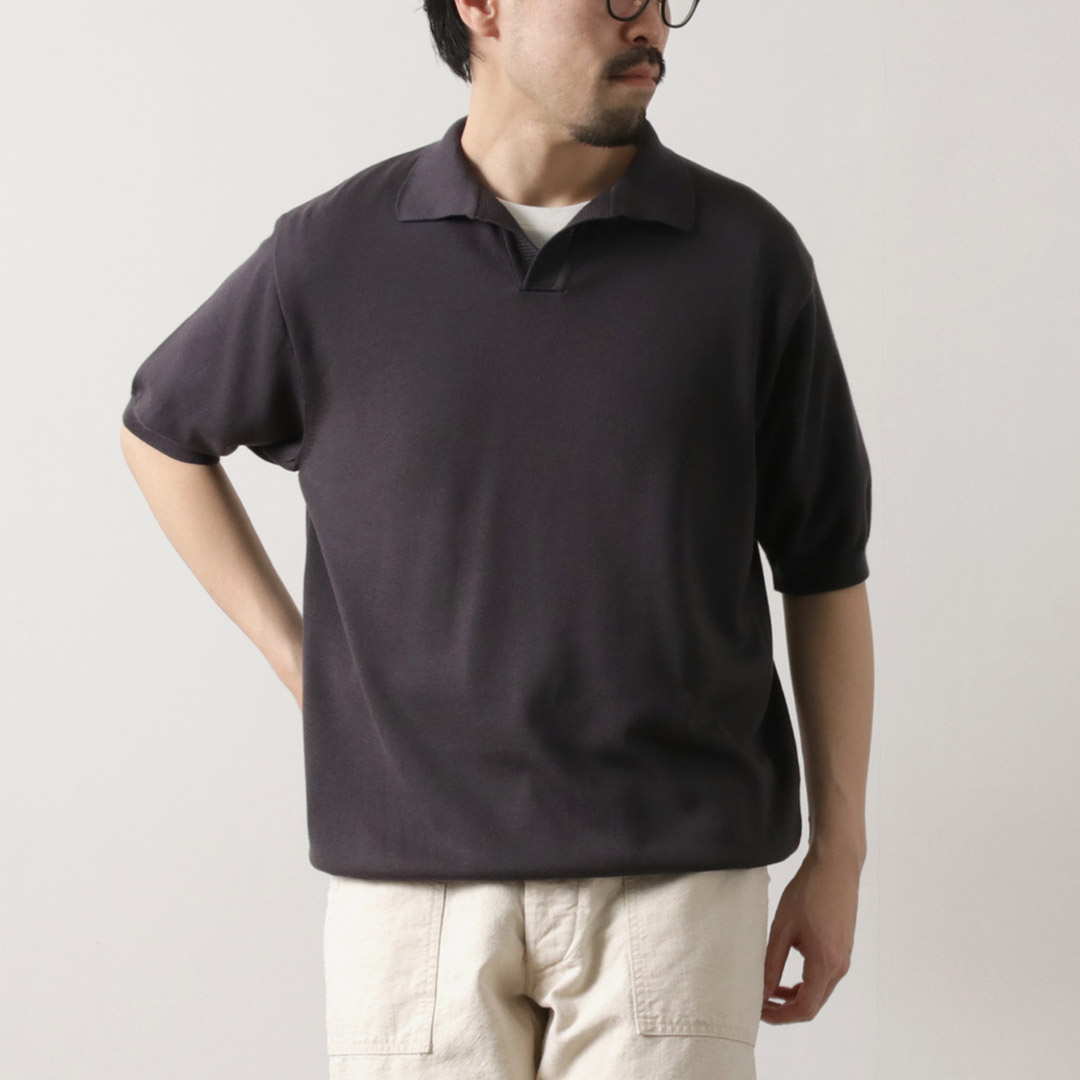 FUJITO（フジト） コットンシルク スキッパーポロ / メンズ ニット トップス カットソー 半袖 Knit Skipper Polo | FUJITO | 02