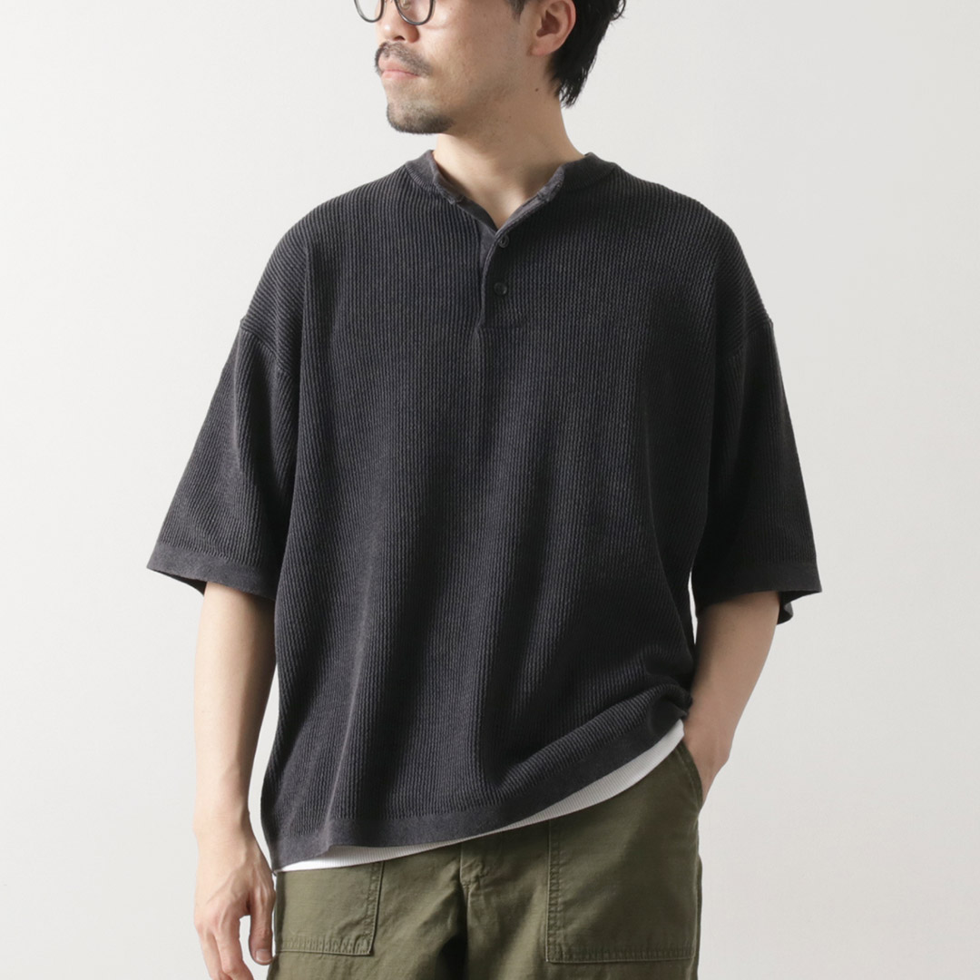 HEALTHKNIT（ヘルスニット） ヘンリーネック ショートスリーブ ニット Tシャツ / サマーニット メンズ 半袖 コットン 綿 | Healthknit | 02