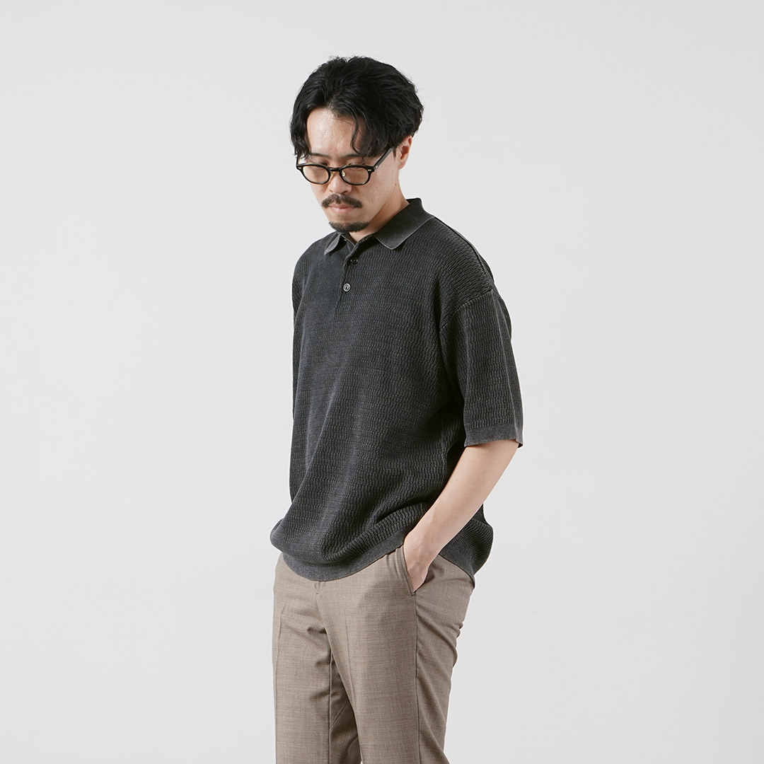 Healthknit（ヘルスニット） ポロカラー ショートスリーブ ニット