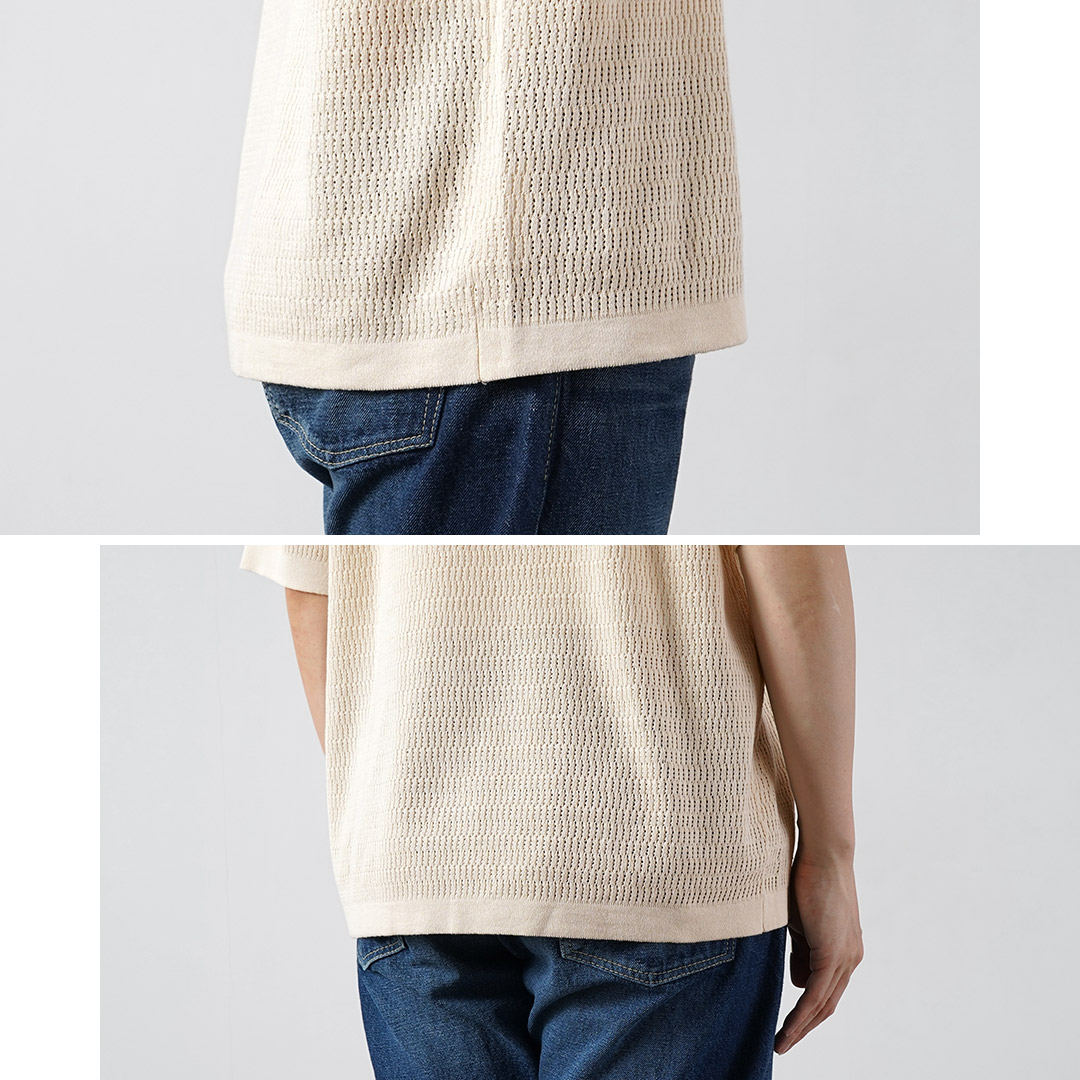 Drawer ドゥロワーコットンリブ編み ショートスリーブニットポロシャツ Healthknit（ヘルスニット） ポロカラー ショートスリーブ ニット