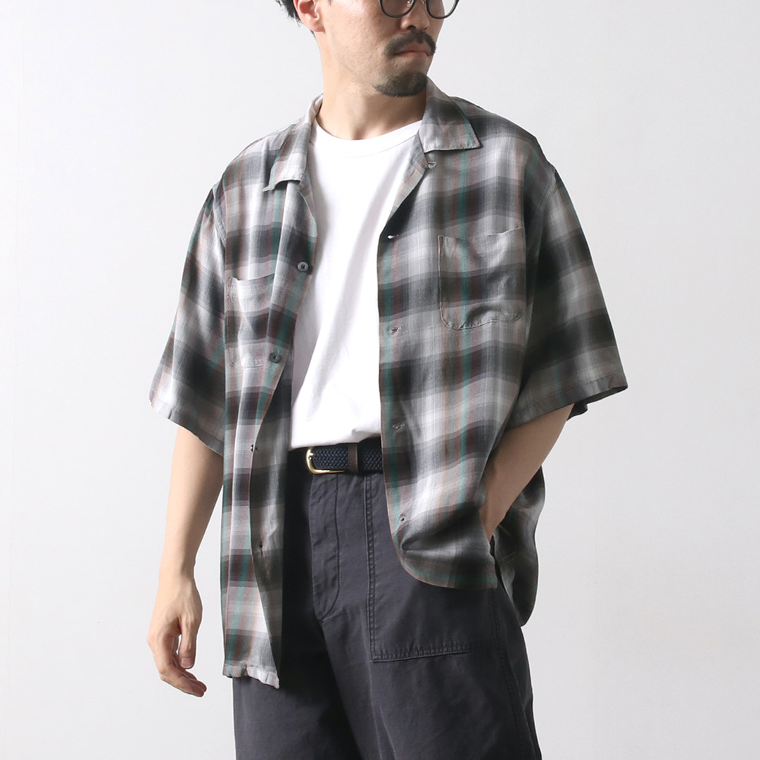 50s 60s復刻　Towncraft レーヨンオープンカラーシャツ　開襟シャツ 50s TOWNCRAFT Rayon Open Collar L/S Shirt オリーブ M タウン