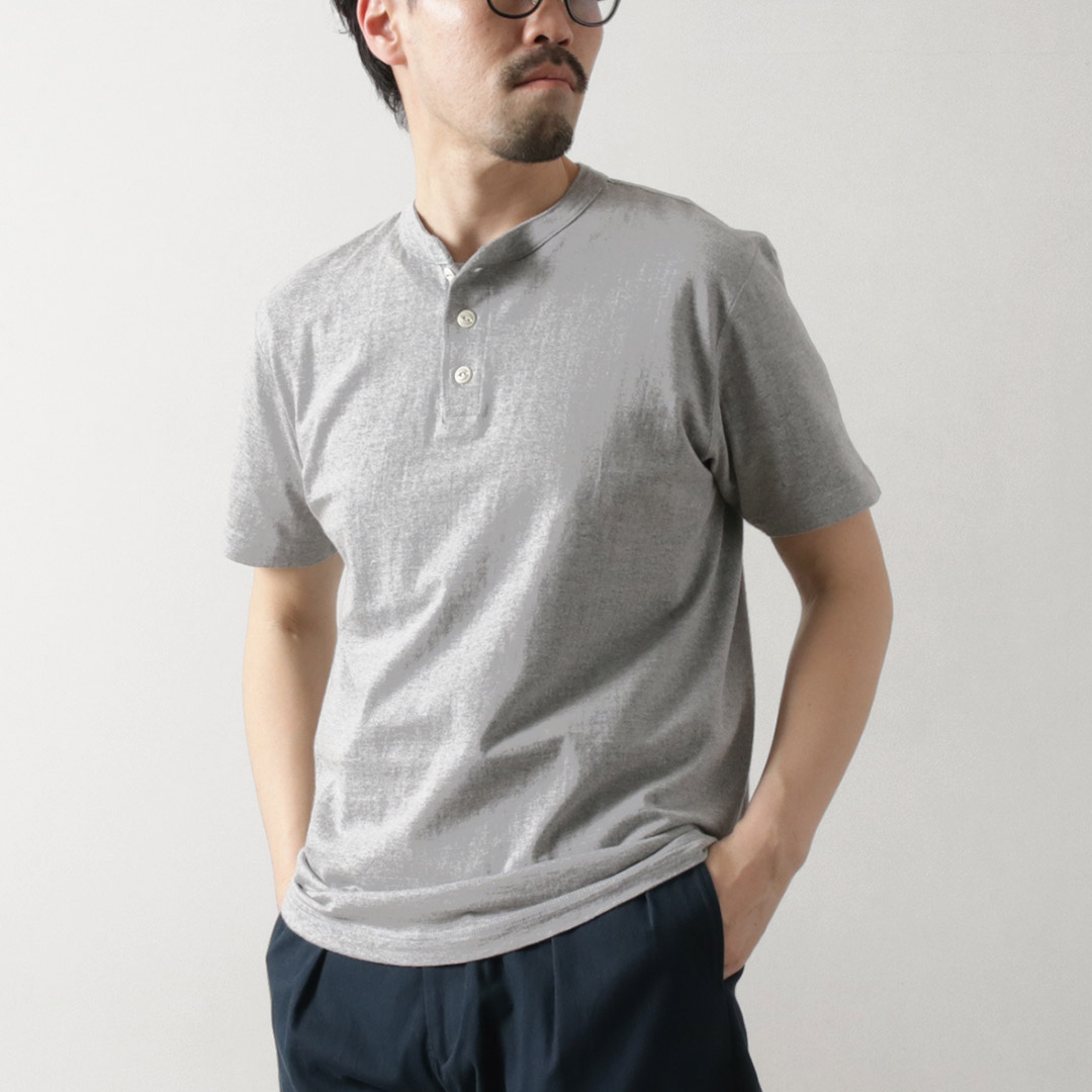 BARNS（バーンズ） 小寸編み ヘンリーネック 半袖 Tシャツ SP ボタンワークス / メンズ コットン | BARNS OUTFITTERS | 02
