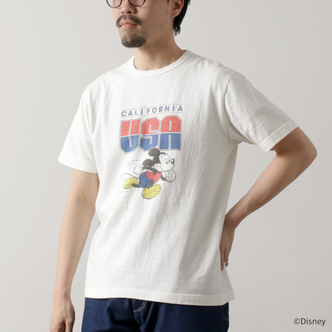 BARNS（バーンズ） 吊り編み ミッキー Tシャツ USA CALIFORNIA / 半袖 プリント メンズ 日本製 TSURI-AMI MICKEY TEE | BARNS OUTFITTERS | 01