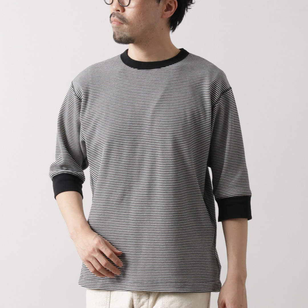 HEALTHKNIT（ヘルスニット） 別注 フラットシーマ ベーシックワッフル 7分袖Tシャツ / メンズ クルーネック Basic Waffle 3/4 Sleeve Tee | Healthknit | 03