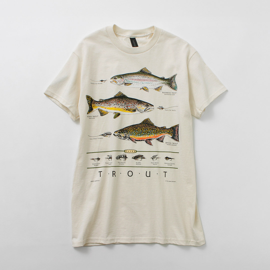 LIBERTY GRAPHICS（リバティ グラフィックス） フィッシュ プリント Tシャツ / カットソー 半袖 ユニセックス 魚 サメ トラウト | LIBERTY GRAPHICS | 01
