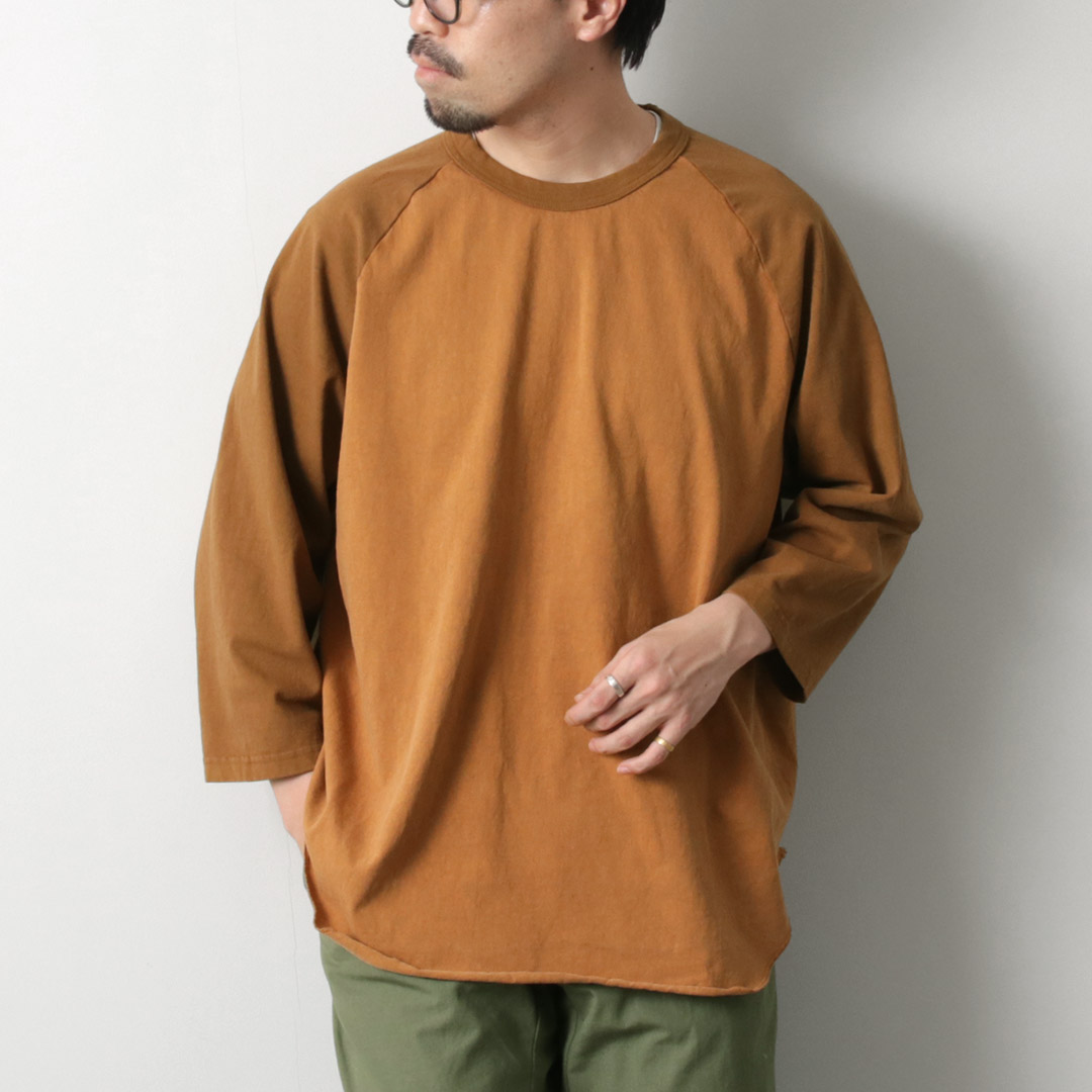 WALLA WALLA SPORT（ワラワラスポーツ） ピグメントダイ 2トーン ベースボール Tシャツ / メンズ 7分袖 カットソー 無地 綿 | WALLA WALLA SPORT | 01