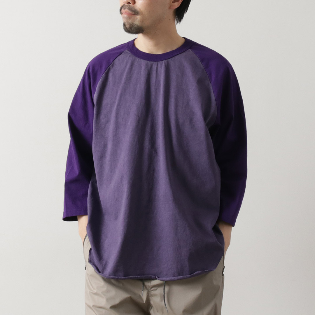 WALLA WALLA SPORT（ワラワラスポーツ） ピグメントダイ 2トーン ベースボール Tシャツ / メンズ 7分袖 カットソー 無地 綿 | WALLA WALLA SPORT | 02