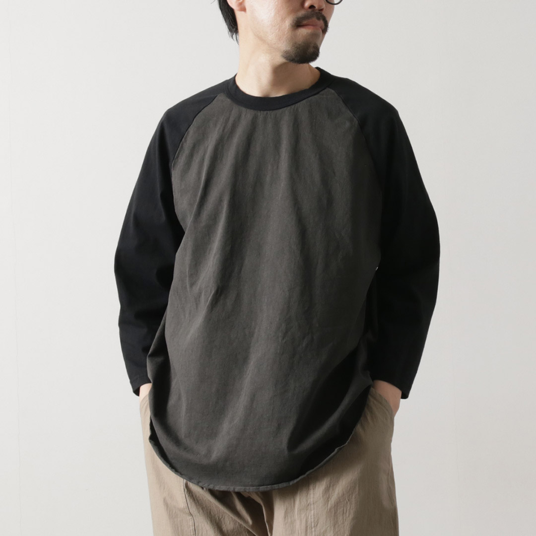 WALLA WALLA SPORT（ワラワラスポーツ） ピグメントダイ 2トーン ベースボール Tシャツ / メンズ 7分袖 カットソー 無地 綿 | WALLA WALLA SPORT | 03