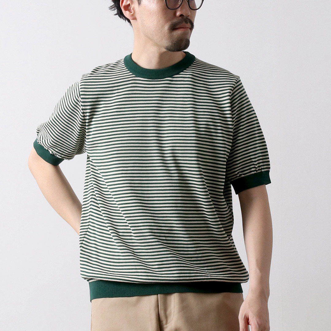 RINASCENTE（リナシェンテ） ハイブリッド ボーダー ニットTシャツ / 半袖 メンズ サマーニット 日本製 無地 | Rinascente | 02