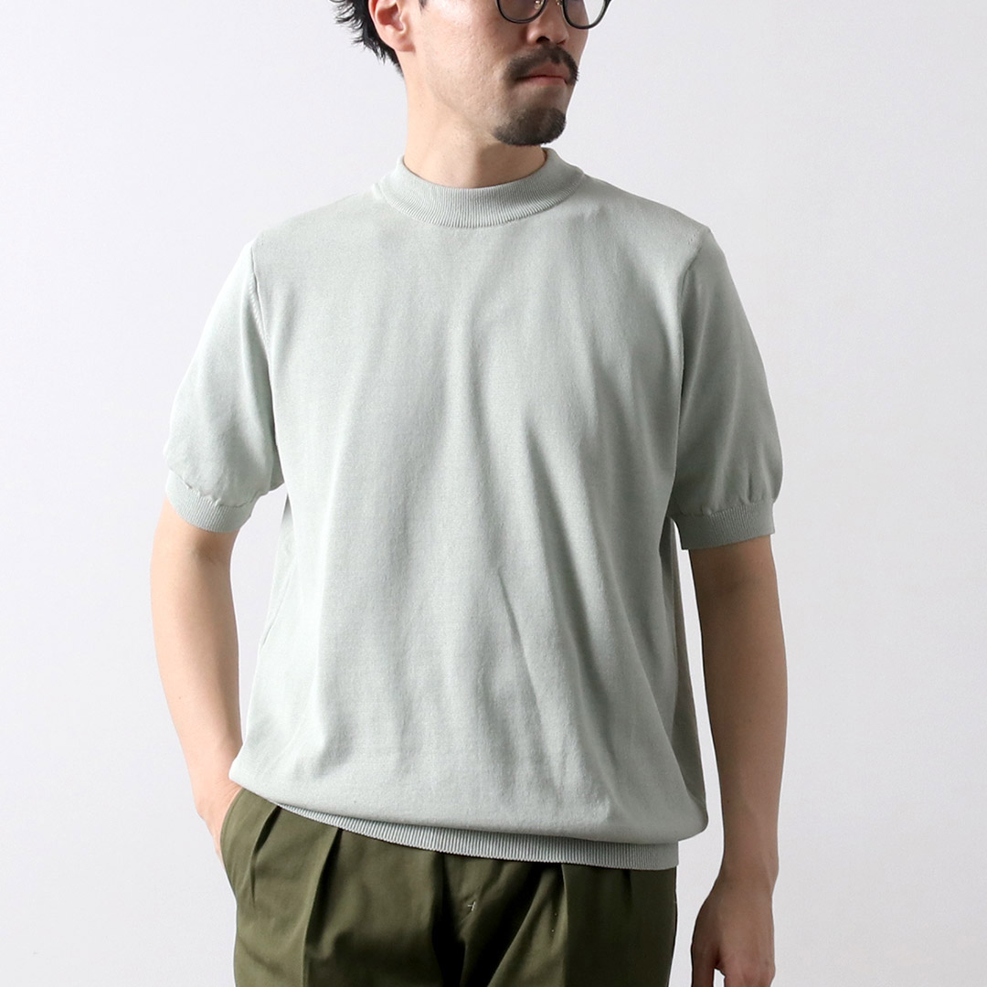 RINASCENTE（リナシェンテ） ハイブリッド ウォッシャブル 沼ネック ニットTシャツ 日本製 / メンズ サマーニット 半袖 無地 | Rinascente | 03