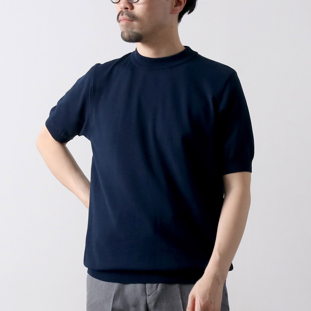 RINASCENTE（リナシェンテ） ハイブリッド ウォッシャブル 沼ネック ニットTシャツ 日本製 / メンズ サマーニット 半袖 無地 | Rinascente | 05
