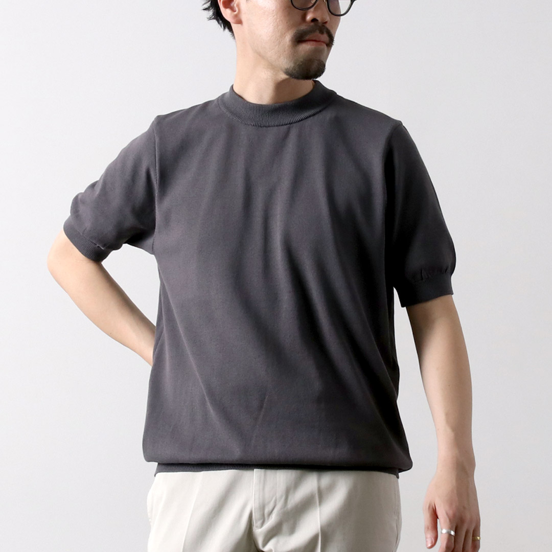 RINASCENTE（リナシェンテ） ハイブリッド ウォッシャブル 沼ネック ニットTシャツ 日本製 / メンズ サマーニット 半袖 無地 | Rinascente | 07
