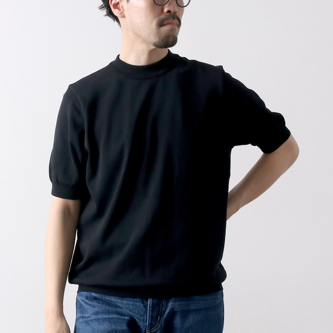 RINASCENTE（リナシェンテ） ハイブリッド ウォッシャブル 沼ネック ニットTシャツ 日本製 / メンズ サマーニット 半袖 無地 | Rinascente | 08