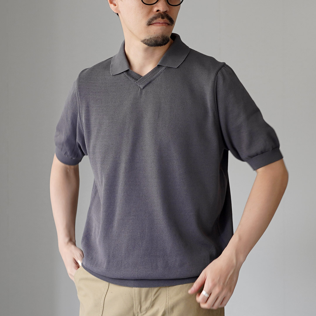 RINASCENTE（リナシェンテ） ハイブリッド ニット スキッパーポロ 日本製 / 半袖 メンズ サマーニット 無地 | Rinascente | 06
