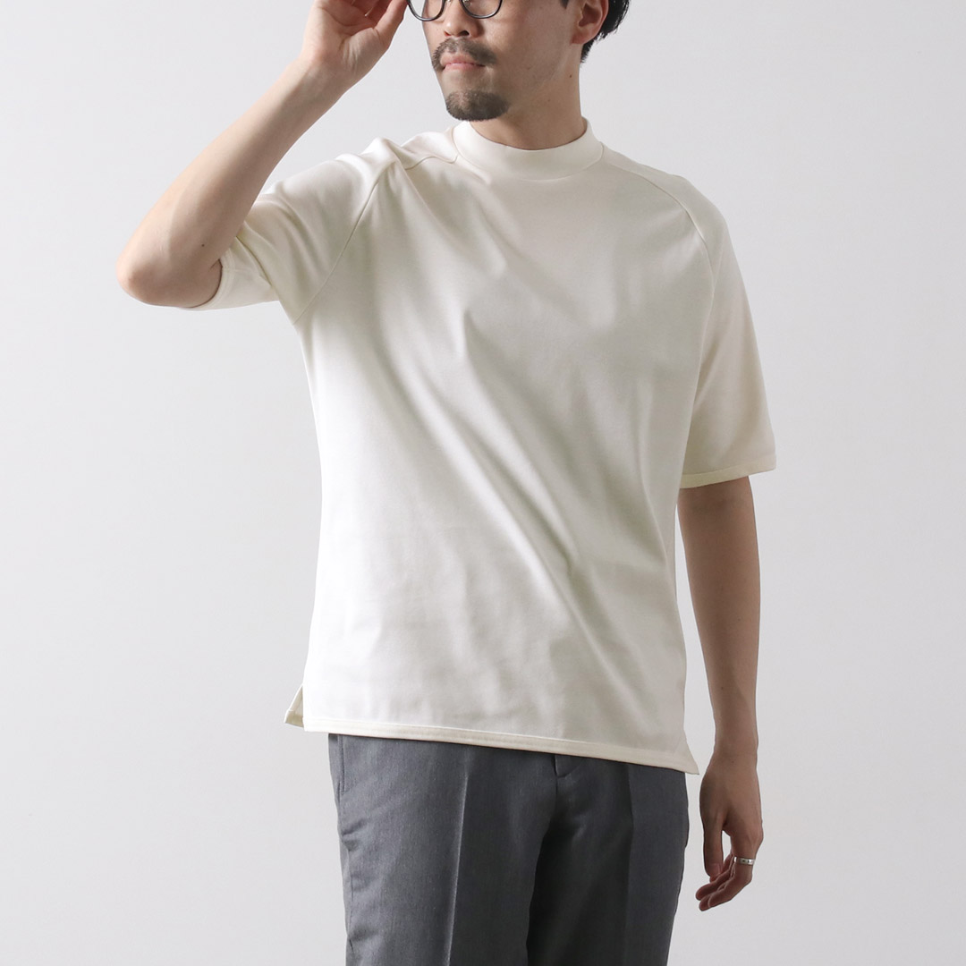 RE MADE IN TOKYO JAPAN（アールイー） パーフェクトインナー モックネック ハーフスリーブTシャツ / メンズ 半袖 綿100 日本製 | Re made in tokyo japan | 01