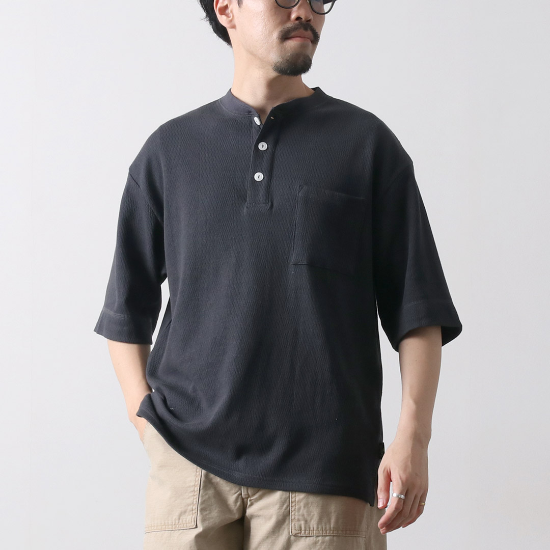 GOHEMP（ゴーヘンプ） マルチリブ ヘンリーネック ポケットTシャツ / メンズ 半袖 オーガニックコットン HENLEY POKET TEE | GOHEMP | 02