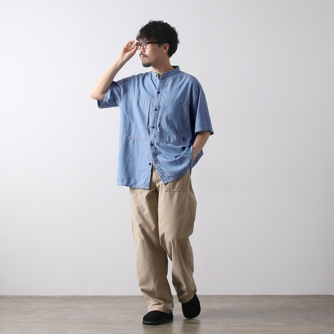 GOHEMP（ゴーヘンプ） ヘンプコットンシャンブレー ワーク ノーカラー