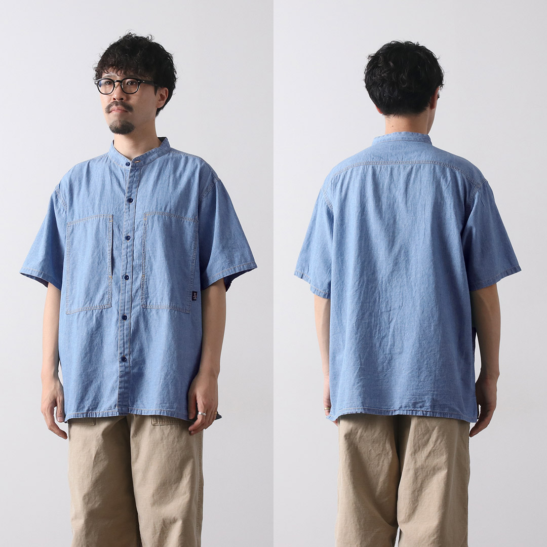 GOHEMP（ゴーヘンプ） ヘンプコットンシャンブレー ワーク ノーカラー
