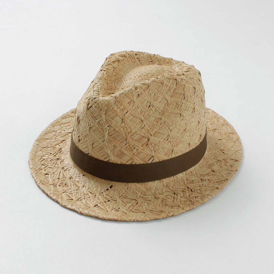 HIGHER（ハイアー） パターンウィービング ラフィア フェドラハット / メンズ 麦わら帽子 ストローハット 日本製 | HIGHER（ファッション） | 01