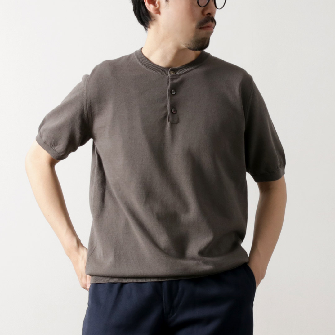 MOONCASTLE（ムーンキャッスル） 別注 アイスコットン ヘンリーネックTシャツ / メンズ トップス 半袖 無地 日本製 綿 | MOONCASTLE | 02