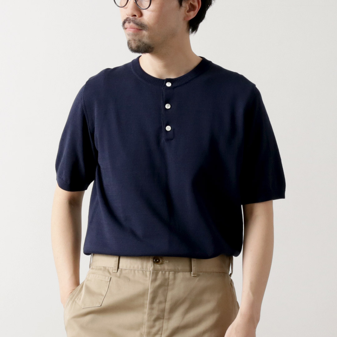MOONCASTLE（ムーンキャッスル） 別注 アイスコットン ヘンリーネックTシャツ / メンズ トップス 半袖 無地 日本製 綿 | MOONCASTLE | 03