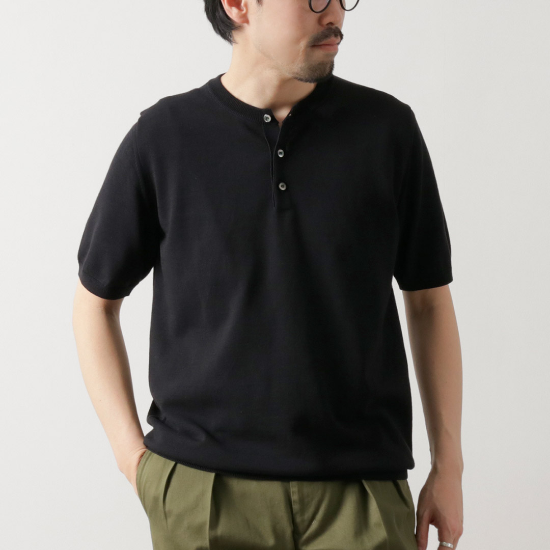 MOONCASTLE（ムーンキャッスル） 別注 アイスコットン ヘンリーネックTシャツ / メンズ トップス 半袖 無地 日本製 綿 | MOONCASTLE | 04