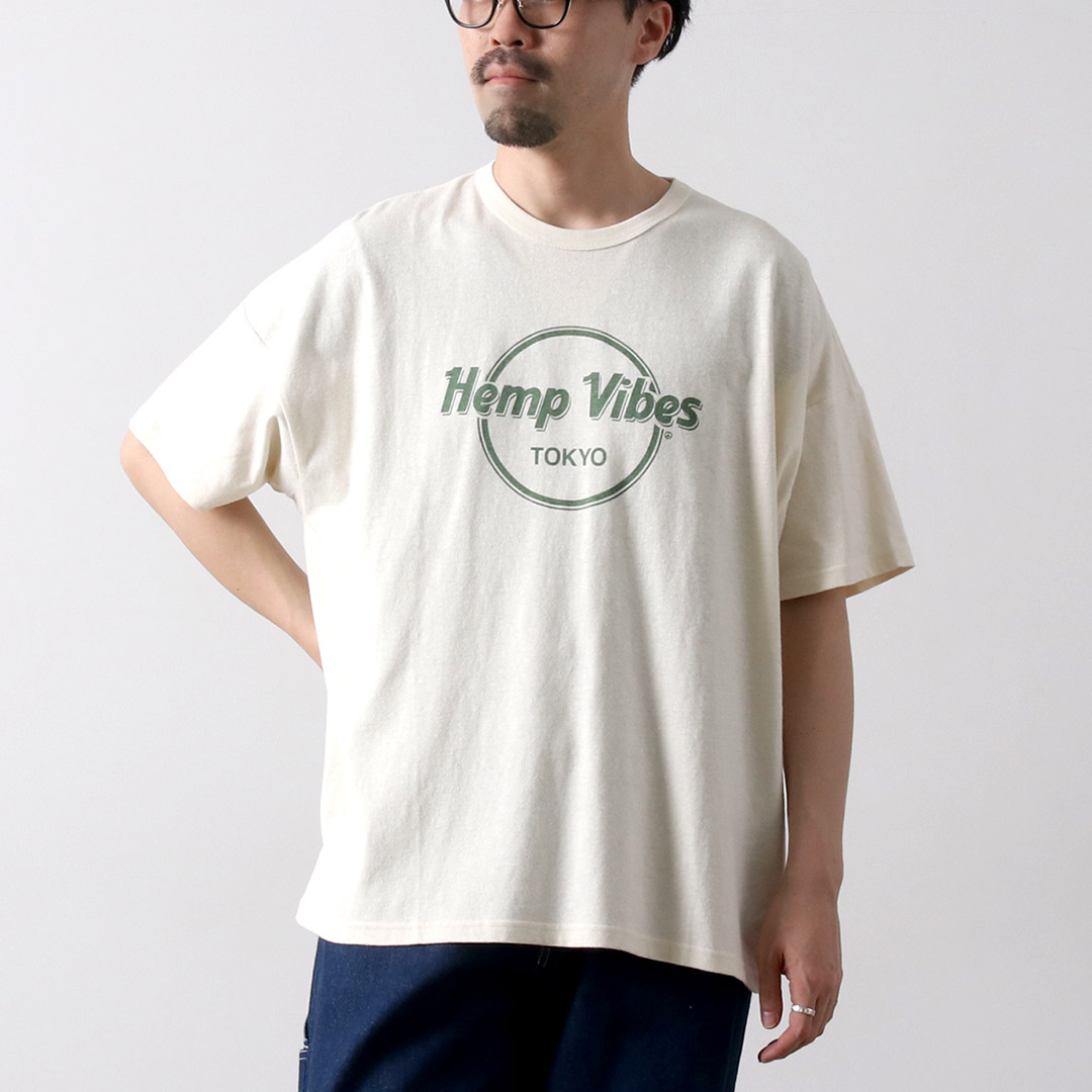 GOHEMP（ゴーヘンプ） 別注 ベーシック ワイドTシャツ ヘンプバイブスプリント / ヘンプ オーガニックコットン トップス 半袖 | GOHEMP | 01