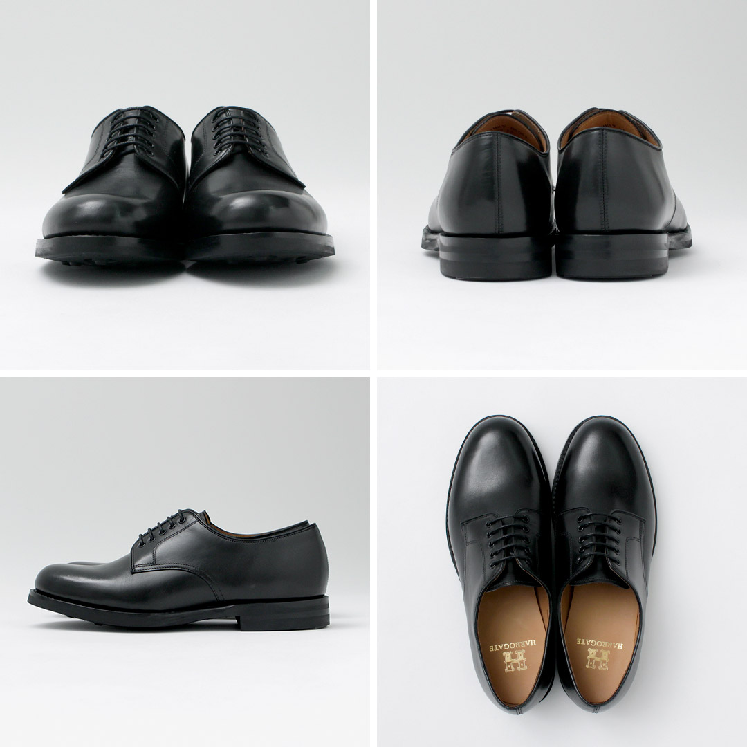 ハロゲイト 7.5 26.5 レザー プレーントゥ ダイナイトソール ブラック HARROGATE | ARCHWAY PLAIN TOE SHOES / BLACK プレーントゥ