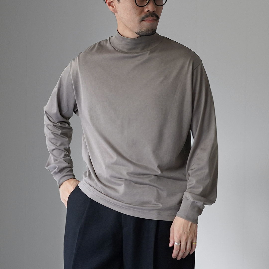 HANDVAERK（ハンドバーク） 60/2 モックネック ロングスリーブTシャツ / メンズ 長袖 ロンT 綿 コットン ハイネック | handvaerk | 02