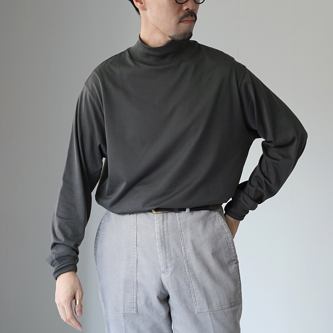 HANDVAERK（ハンドバーク） 60/2 モックネック ロングスリーブTシャツ / メンズ 長袖 ロンT 綿 コットン ハイネック | handvaerk | 03