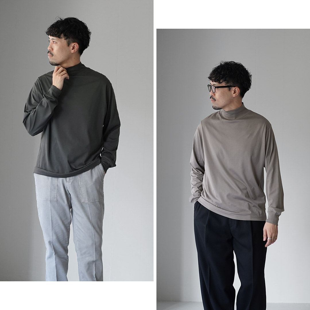 handvaerk（ハンドバーク） 60/2 モックネック ロングスリーブTシャツ