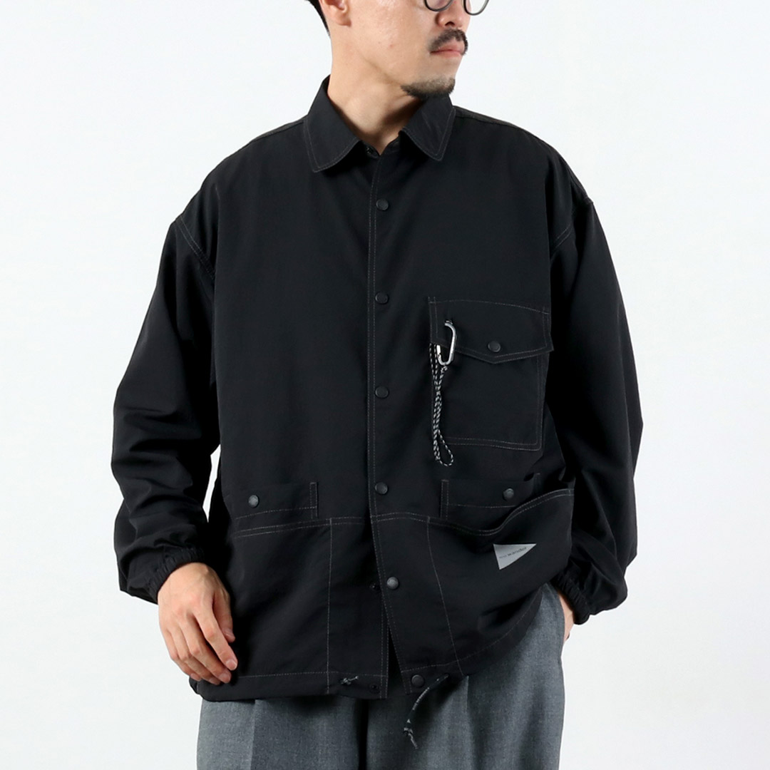 AND WANDER（アンドワンダー） クリンクル ナイロン シャツジャケット / メンズ ライトアウター 羽織 撥水 アウトドア 日本製 | and wander | 02