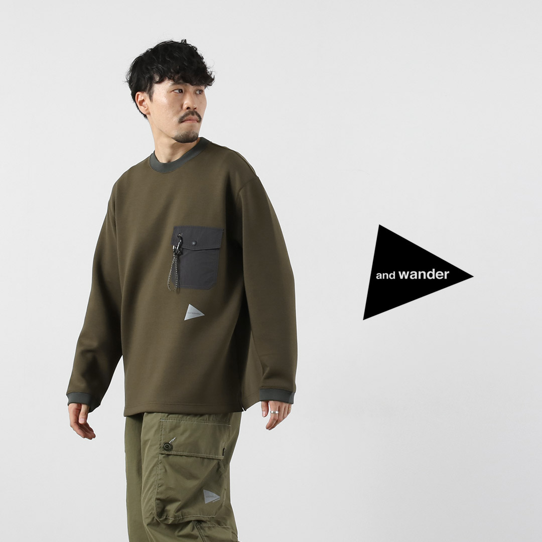 and wander ブラック トレーナー スウェット アンドワンダー AND WANDER（アンドワンダー） エアリーウォーム プルオーバー