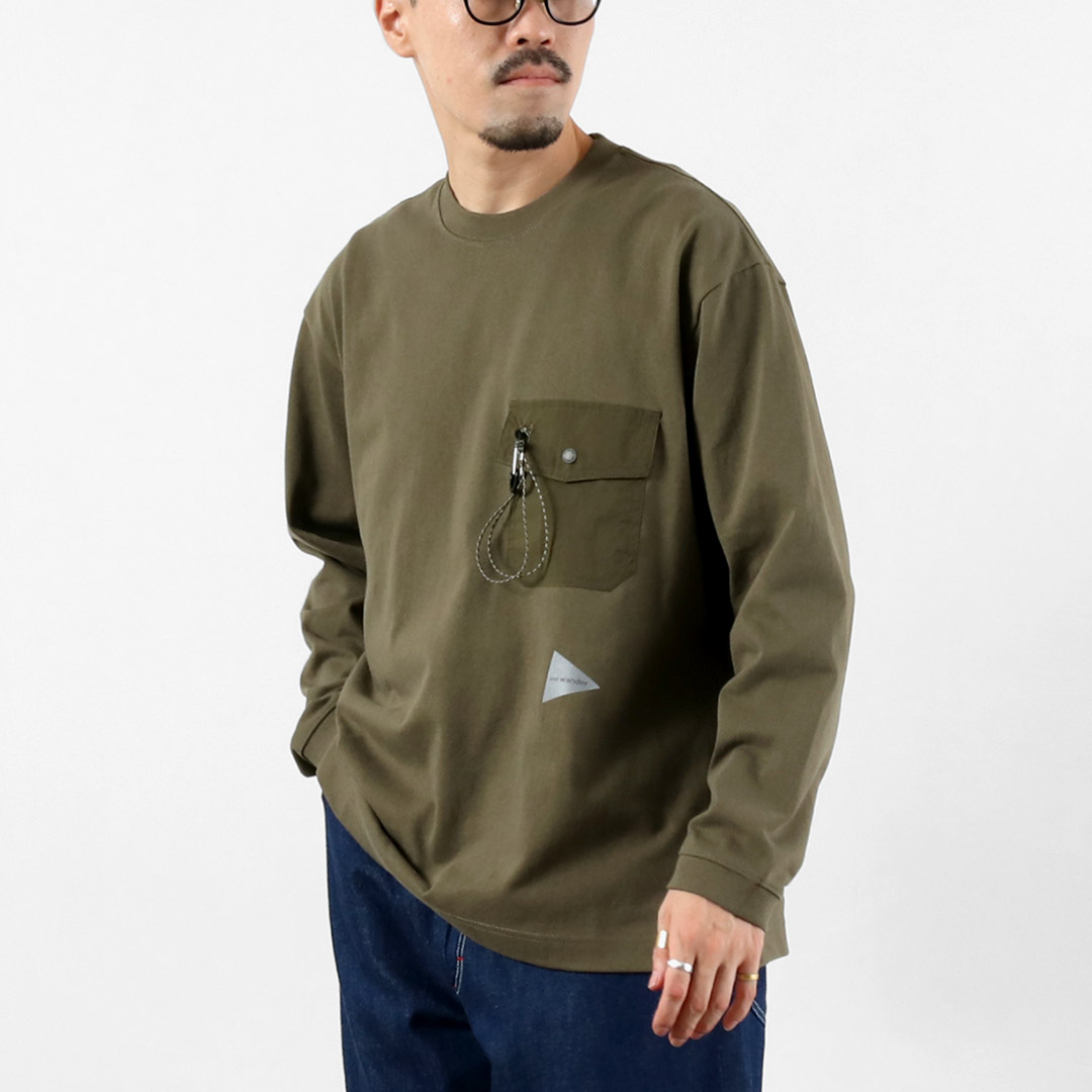 AND WANDER（アンドワンダー） ヘビーコットン ポケット ロングスリーブTシャツ / トップス 長袖 ロンT カラビナ付き | and wander | 02