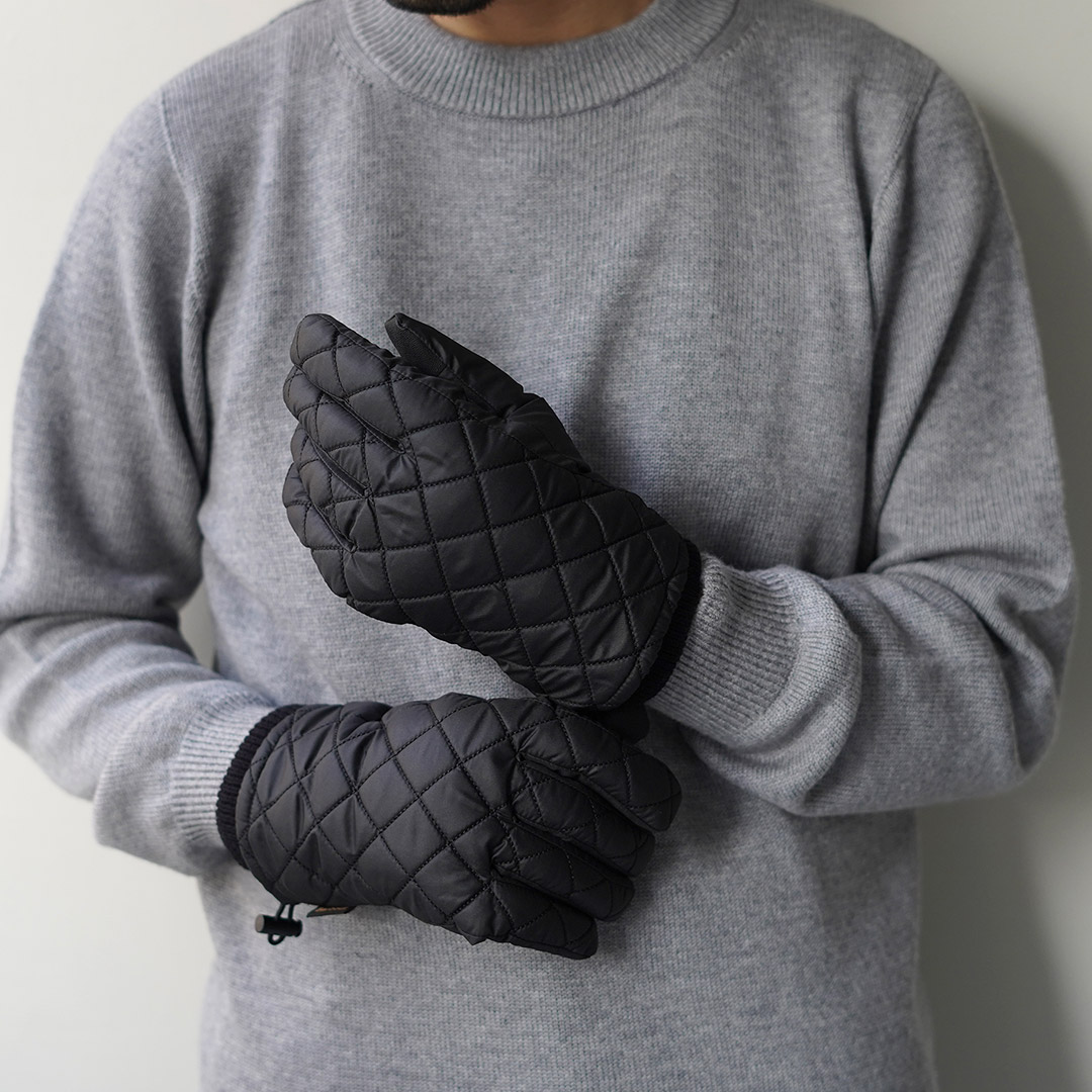 Barbour 防水キルティング手袋 ブラック バブアー L Barbour（バブアー） ハーカー ウォータープルーフ グローブ / メンズ