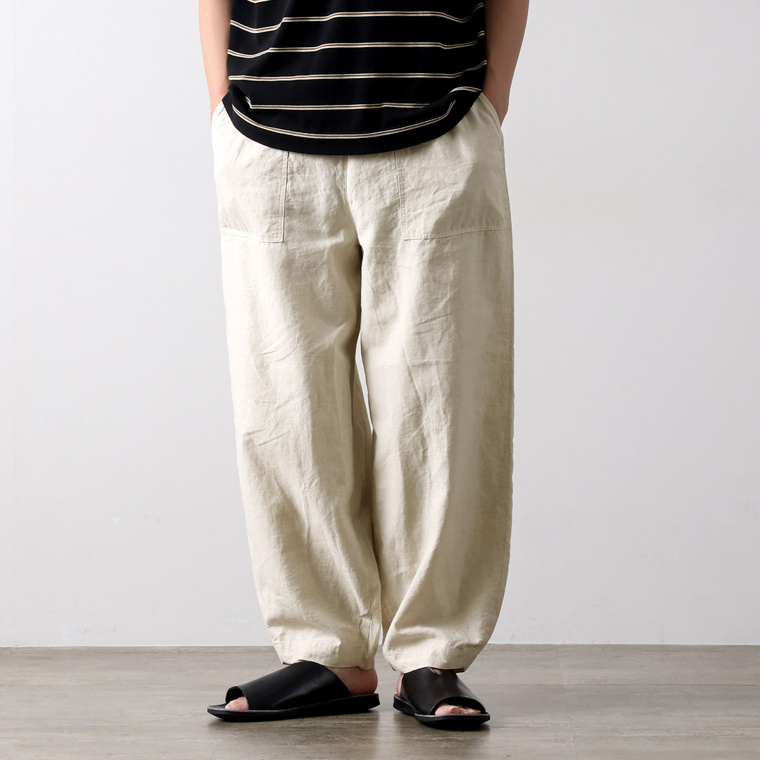 KEMA DESIGNS（ケマデザインズ） リネンコットンクロス ワイドテーパードイージーパンツ / メンズ ベイカー バルーン パンツ 麻 綿 | kema designs | 01