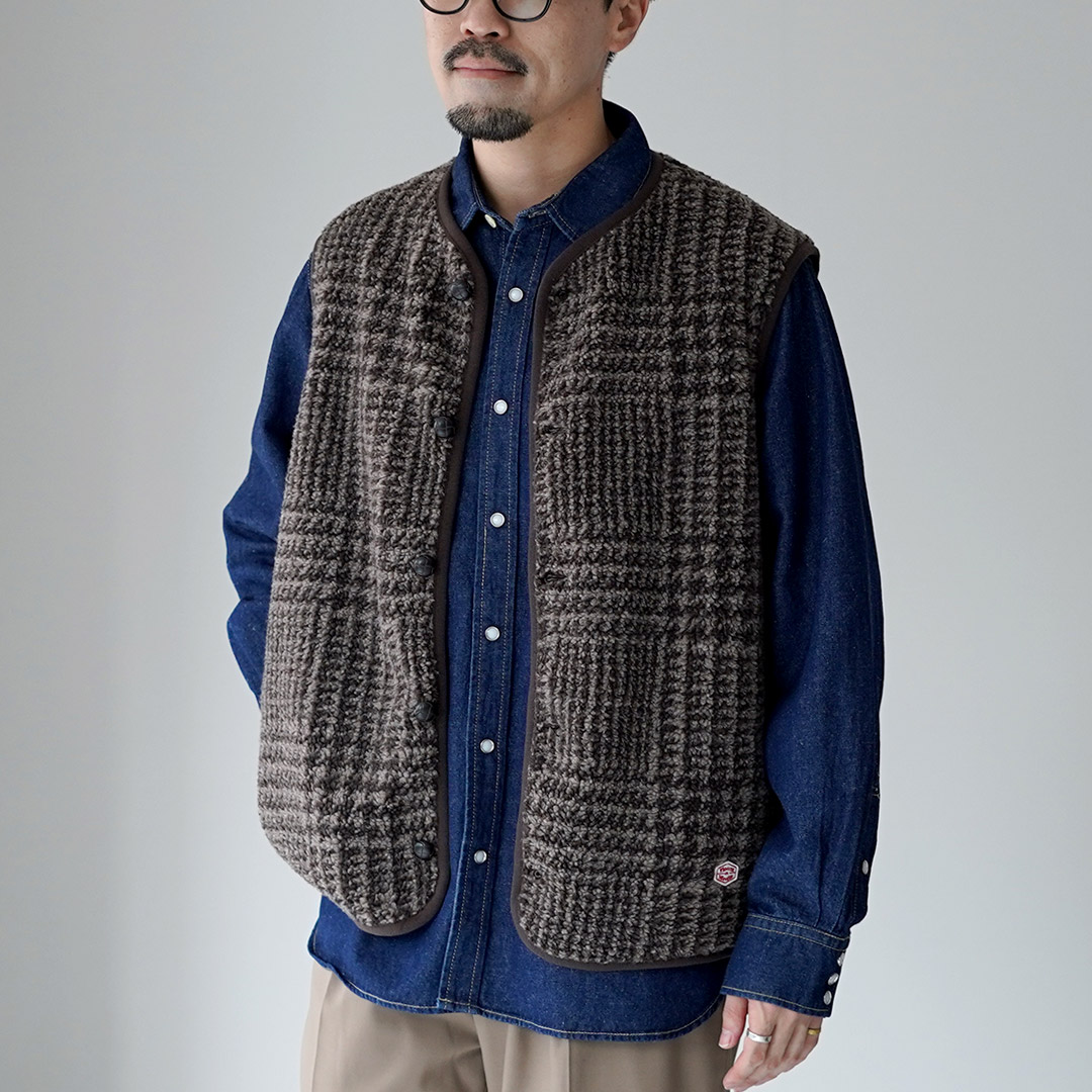 VINCENT ET MIREILLE（ヴァンソン エ ミレイユ） ボアベスト プレイド M / メンズ フリース 保温 Boa Vest Plaid | VINCENT ET MIREILLE | 03