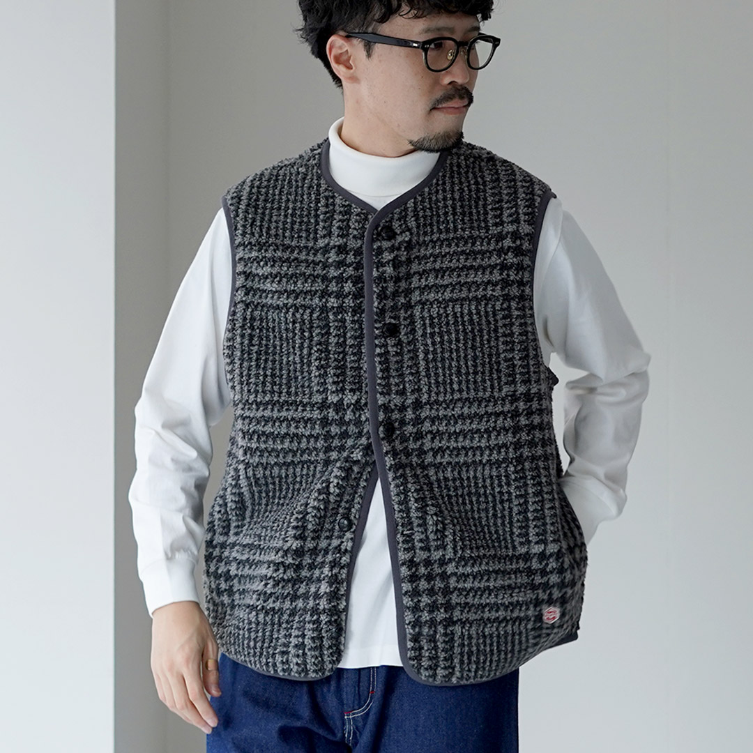 VINCENT ET MIREILLE（ヴァンソン エ ミレイユ） ボアベスト プレイド M / メンズ フリース 保温 Boa Vest Plaid | VINCENT ET MIREILLE | 04