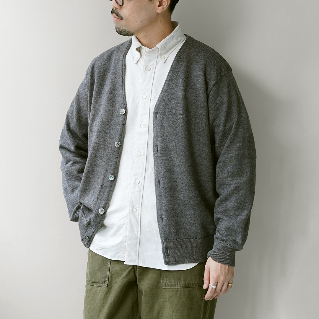 YONETOMI NEW BASIC（ヨネトミニューベーシック） アメリカン ウール＆コットン ニットカーディガン / メンズ 長袖 羽織り | Yonetomi NEW BASIC | 01