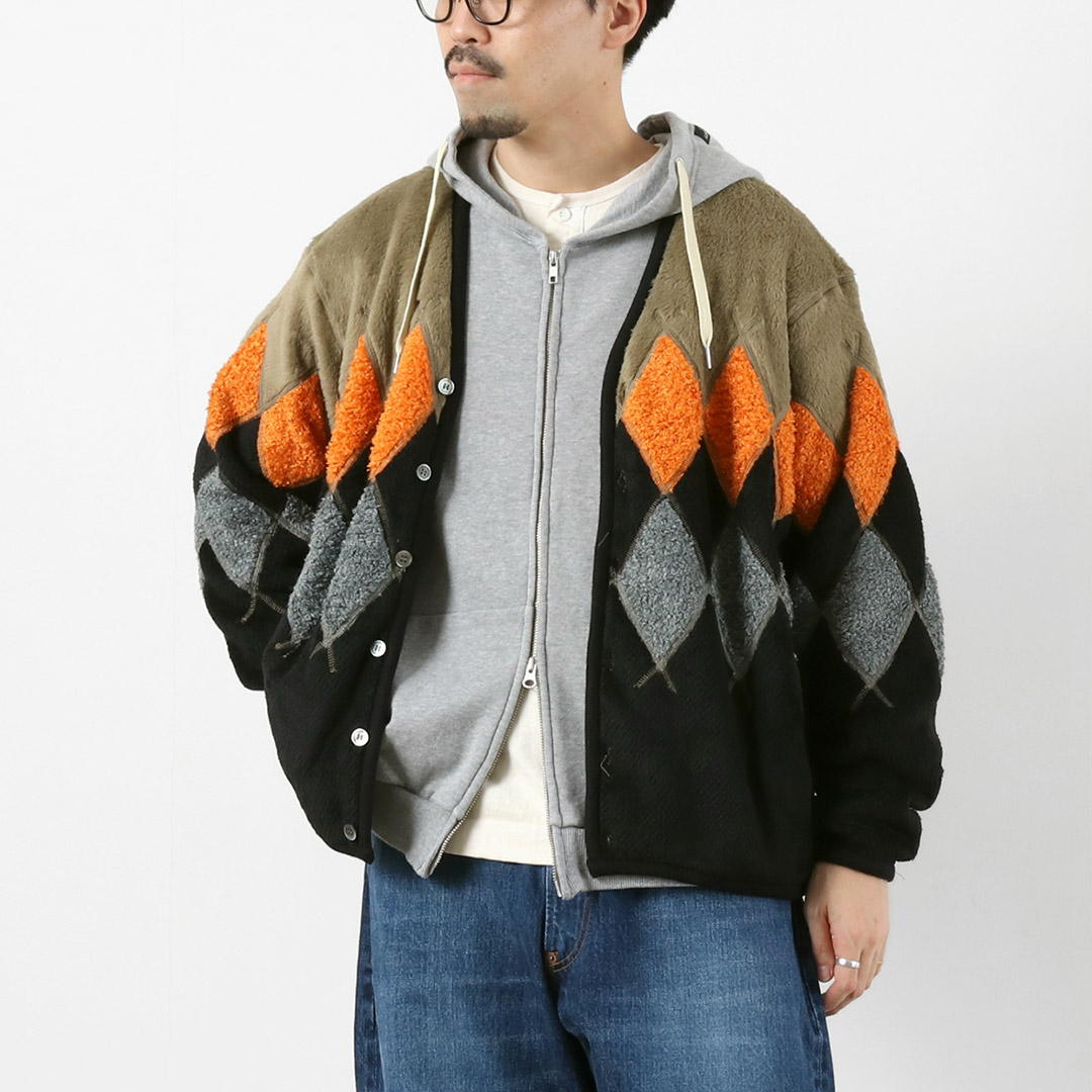 BURLAP OUTFITTER（バーラップアウトフィッター） アーガイル フリースカーディガン / メンズ Vネック ARGYLE FLEECE CARDIGAN | BURLAP OUTFITTER | 01