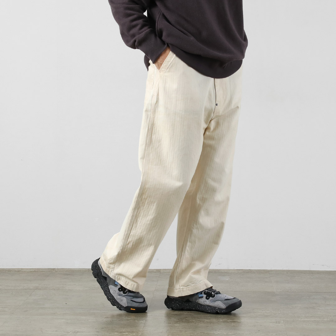 ORDINARY FITS（オーディナリーフィッツ）ベルパンツ / メンズ ワイド デニム ヘリンボーン ダック ユーズド 日本製 BELL PANTS | Ordinary fits | 01